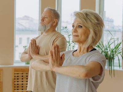 Person of mature age practicing gentle movements